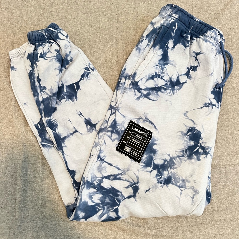 Blue and White Tie-Dye Joggers